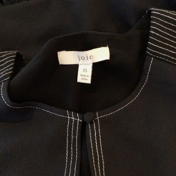 JOIE Black Ruffle Hem Mini Dress w/ Stitching Details size XS - Picture 5 of 6